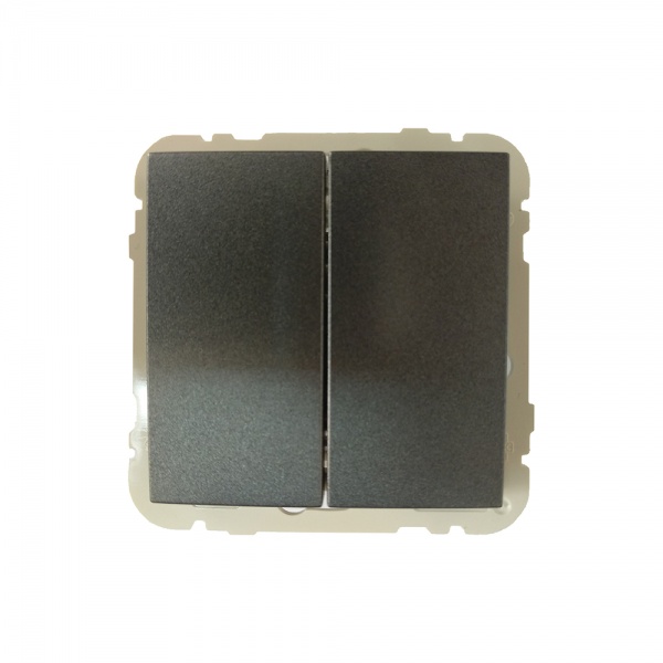 Выключатель двухклавишный перекрестный двухклавишный Efapel Logus без подсветки металлик графит 21204 TIS