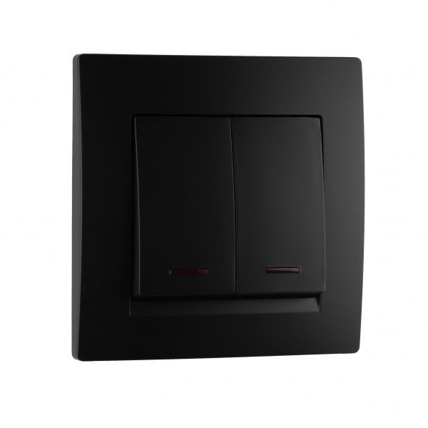 Вимикач двоклавішний UP! (Underprice) One Plus з підсвіткою 10 А 250В антрацит 706-4242-112