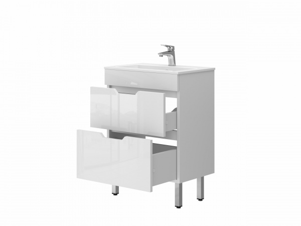 Тумба на ножках ЮВЕНТА Stefania - 60 белая с умывальником 