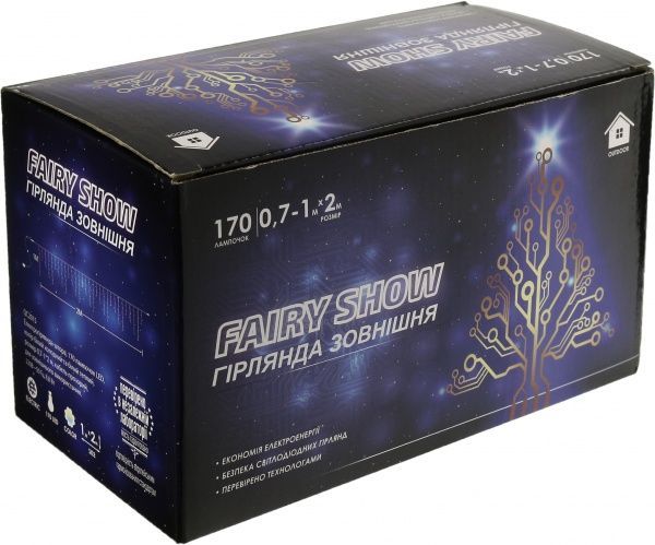 Электрогирлянда-штора внешняя встроенный светодиод (LED) 170 ламп 2м белая