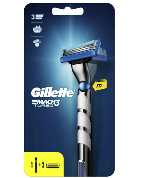 Станок для бритья Gillette MACH3 Mach3 Turbo 3D c 2 cменными кассетами 1 шт.