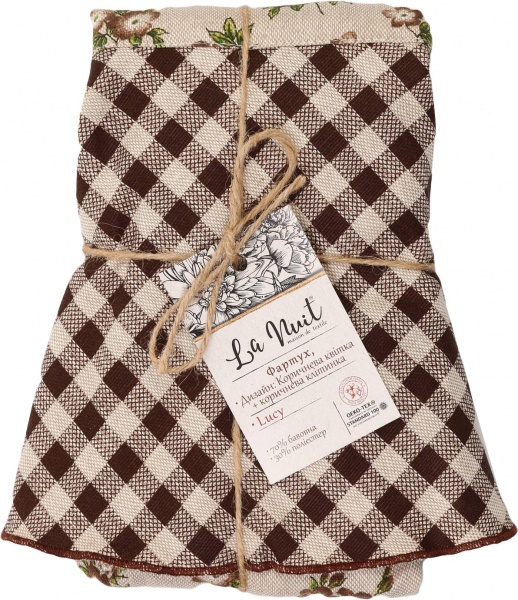 Фартук Lucy коричневый цветок и клеточка La Nuit