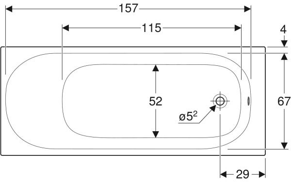 Ванна акриловая Geberit Soana Slim с ножками 170х75 см 554.014.01.1 