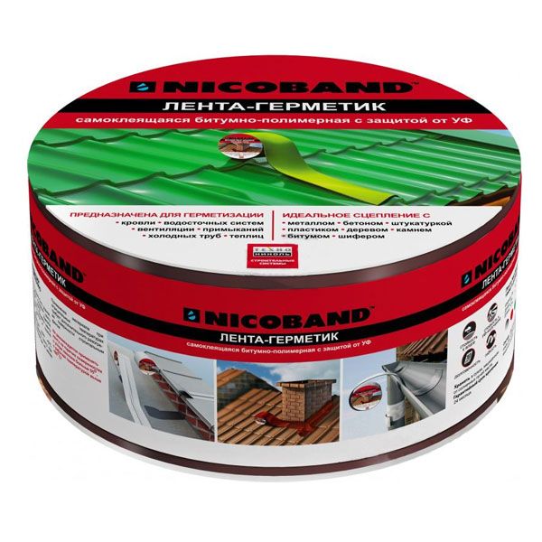 Покрівельно-ущільнююча стрічка ТЕХНОНІКОЛЬ Nicoband 10 м х 75 мм коричневий