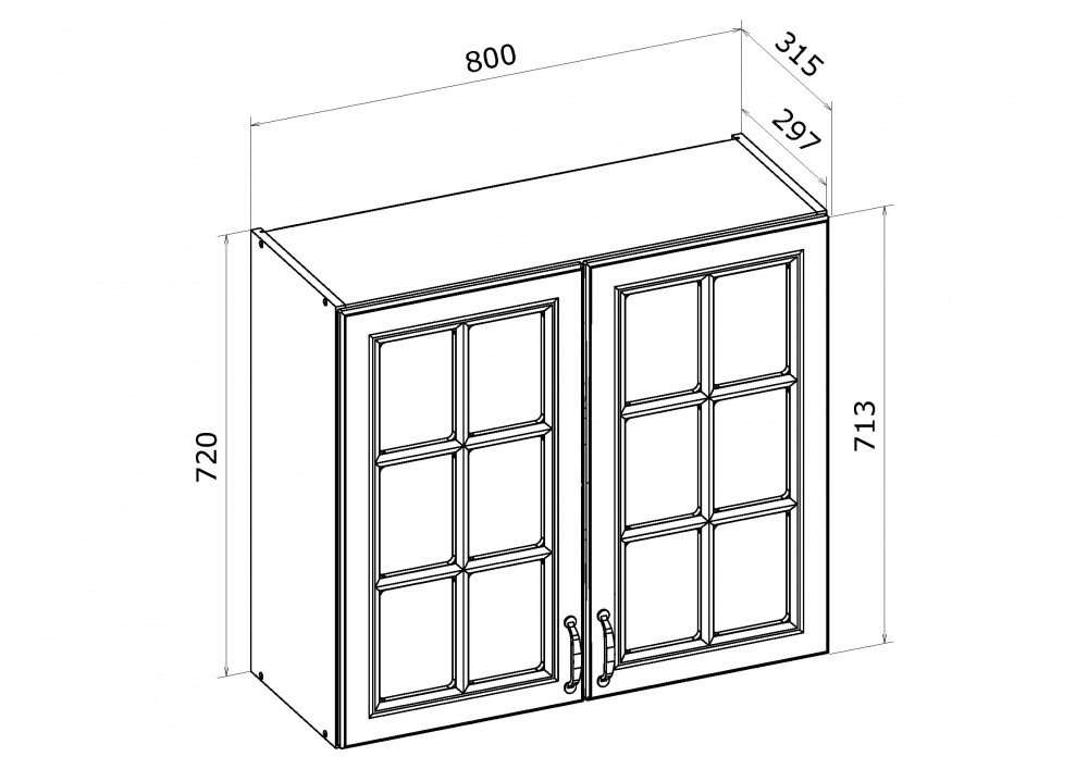 Шафа верхня В 80/72/30-ВТ (2 полиці) МС Глорія_ASHEN /фасад МДФ №332 попелястий матовий/дуб артізан Грейд