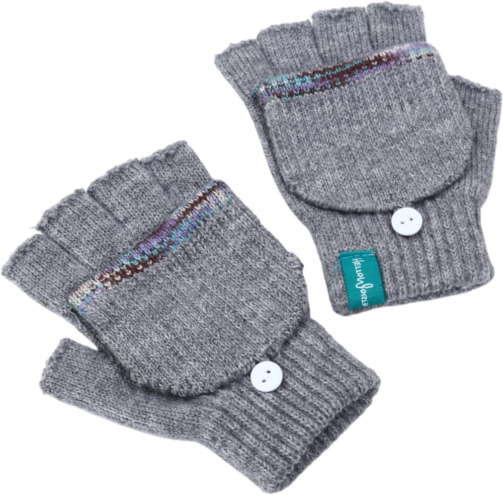 Рукавиці HW без пальчиків з відкидною рукавичкою для дівчаток р.12-14 сірий