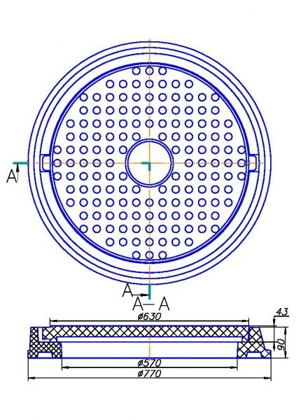 Люк каналізаційний ПОЛІМЕР-ТЕХБУД 770 мм 12,5 т з замком чорний