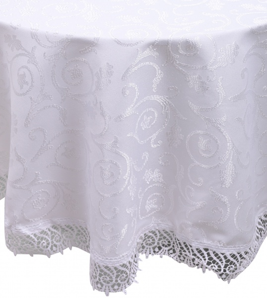 Скатерть с гипюром KDK d160 белый Karna 
