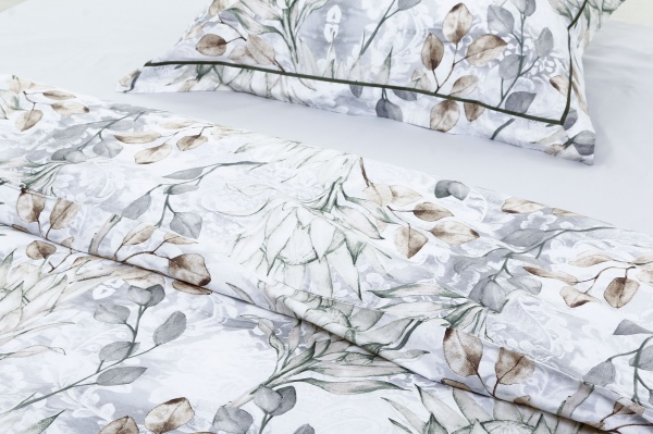 Комплект постільної білизни Milassa 1,5 білий із принтом La Nuit (без простирадла) 