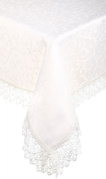 Скатерть Ares с кружевом водоотталкивающая 150x220 см молочный ITA Dream 