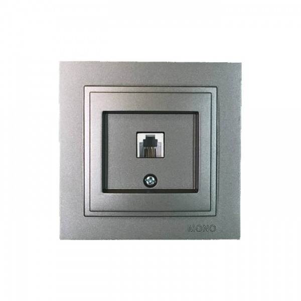 Розетка телефонна із заземленням Mono Despina IP20 антрацит 102-242405-124