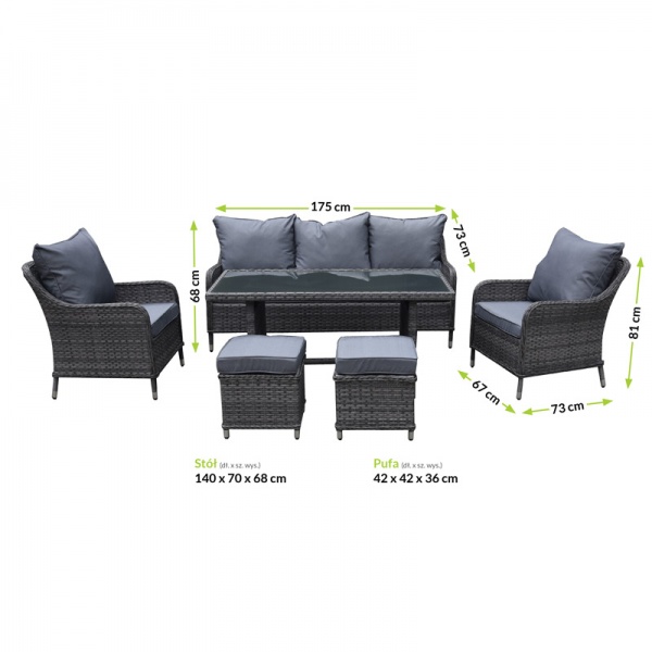 Комплект меблів Cezar з подушками сіро-бежевий 