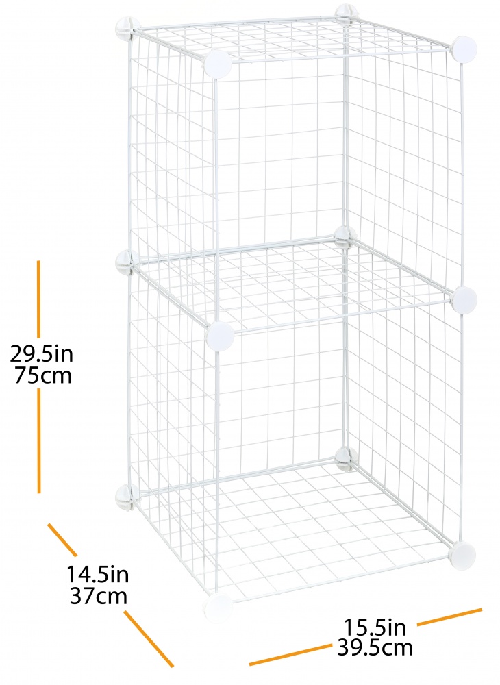 Стелаж дротяний куб metal сubes storage 2 полиці 750х395х370 мм білий