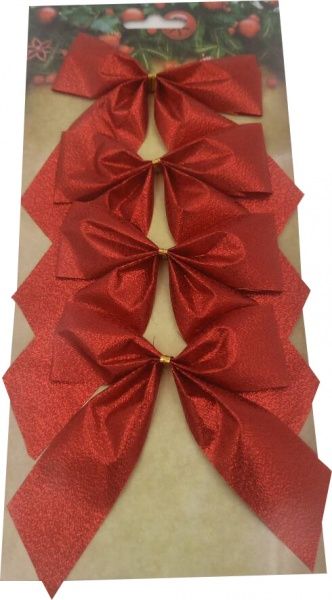 Декорація новорічна бант блискучий в наборі 4 шт. 10 см червоний EPI-W08-14E306C 
