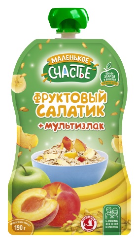Пюре Маленькое счастье Фруктовый салатик + мультизлак 190 г 4813163005128 