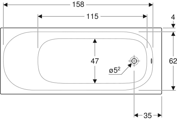 Ванна акриловая Geberit Soana Slim с ножками 170х70 см 554.002.01.1 