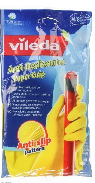 Перчатки резиновые Vileda крепкие р.M 1 пар/уп. желтые 