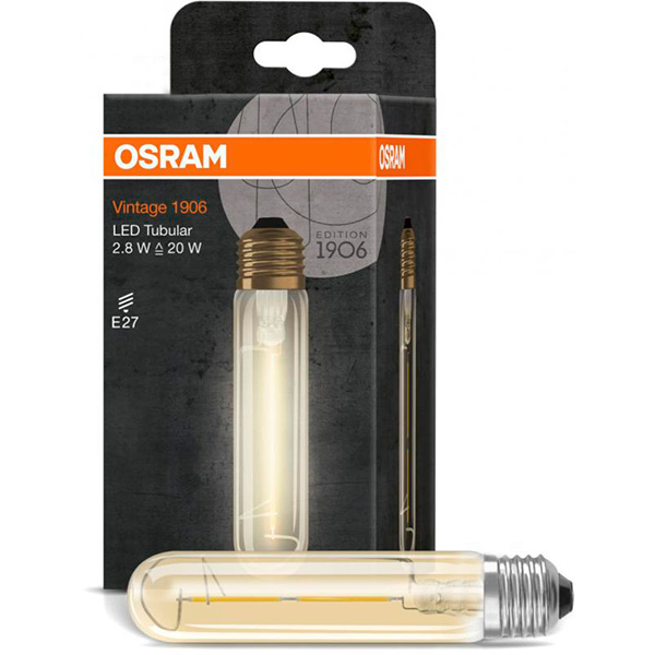 Лампа светодиодная Osram FIL Tubular Gold Т30 2,8 Вт E27 2400 К 220 В желтая 4058075808171 