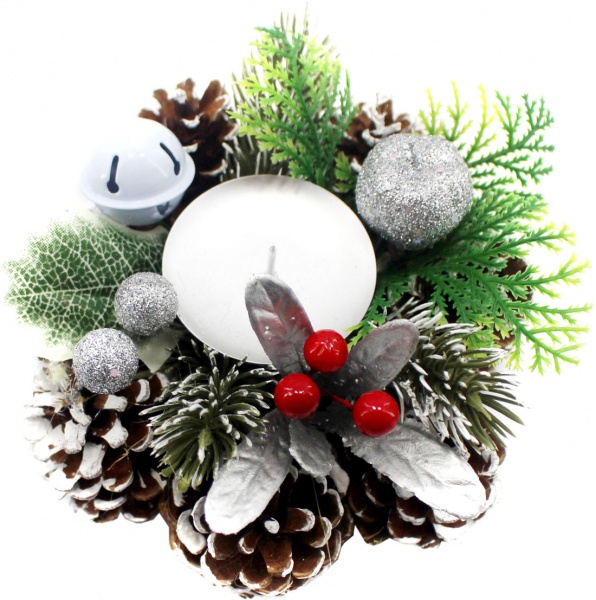 Подсвечник с шишками и веточками 15 см Meizhou Huafu Trading