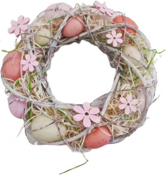 Венок пасхальный с яйцами и цветочками D9743B-0 24 см