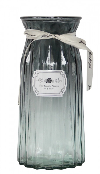 Ваза стеклянная YIWU Crystal Lucy 24 см серый 