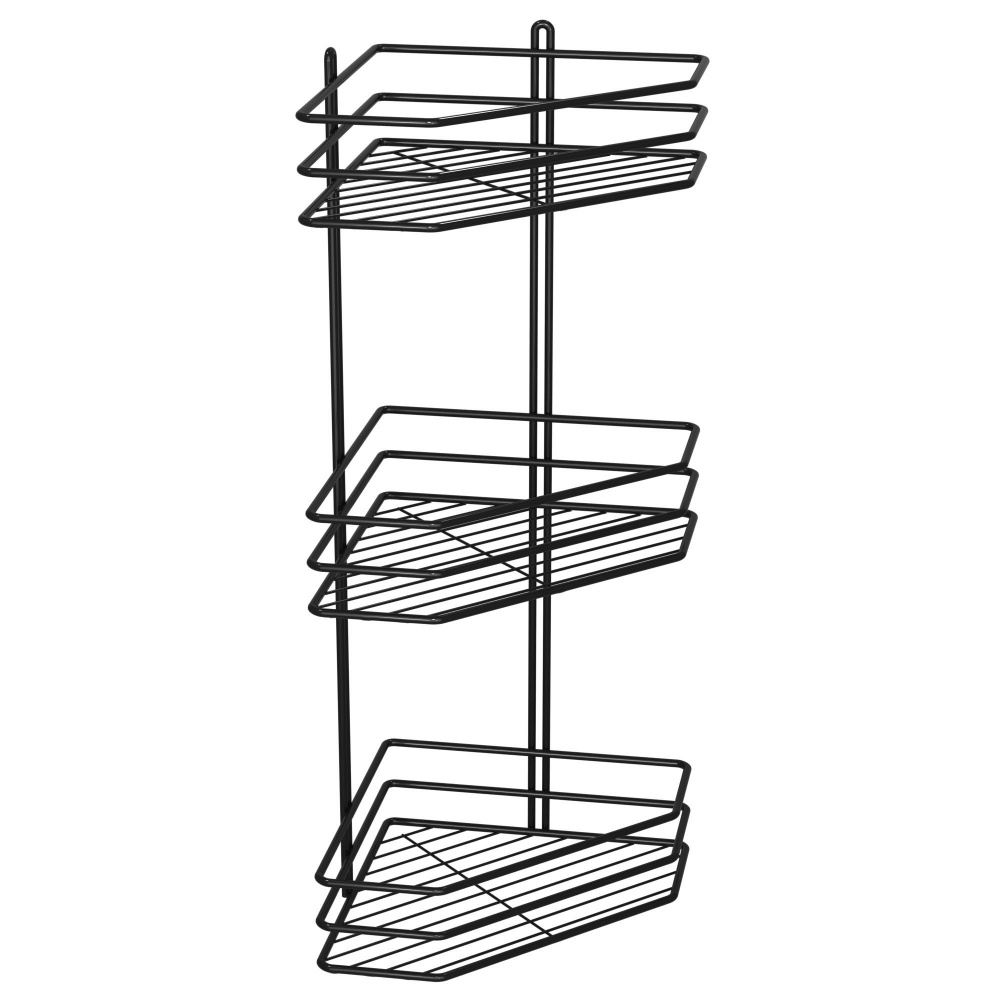 Полка для ванной Метал-Стиль угловая 25 см 3-ярусная черная ПВ-25333