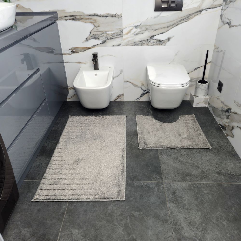 Набор ковриков Dariana Joy 57х100 см + 57х50 см серый геометрия