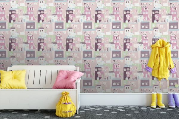 Обои виниловые горячего тиснения Decoprint kids house rose EP1057 0,53x10,05 м 