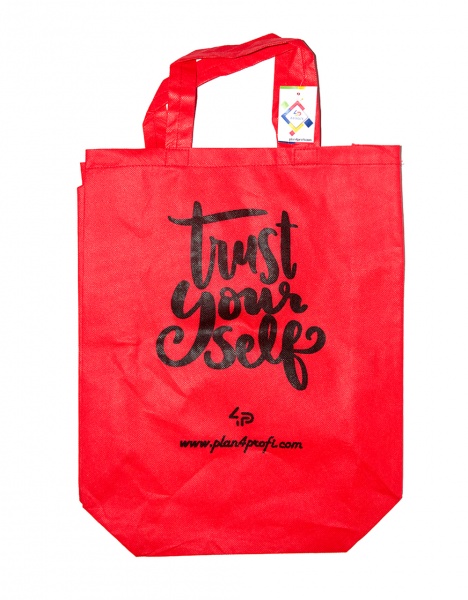 Сумка-шоппер 4PROFI со складным боком 35x45 см с принтом красный 