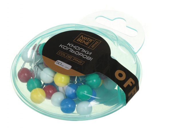 Кнопки канцелярские Nota Bene цветные 50 шт. в пластиковом контейнере 