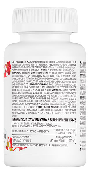 Вітамін D3 Ostrovit Vitamin D3 + K2 90 шт./уп. 