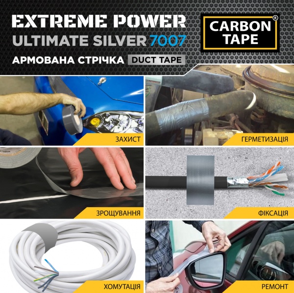 Армированная лента CARBON TAPE Ultimate Silver 7007 Carbon Tape 48 мм 25 м серый