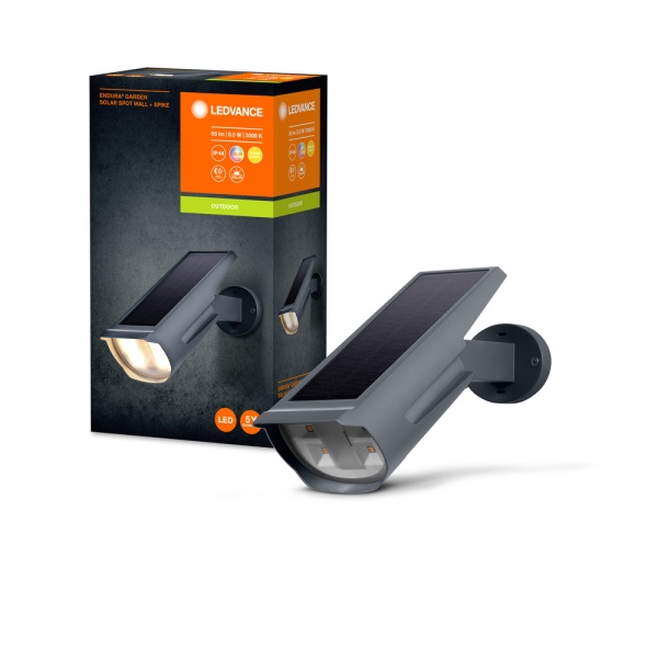 Прожектор на сонячній батареї Ledvance ENDURA Garden Solar Spot Wall + Spike RGB + W 0,5 Вт IP44 темно-сірий 