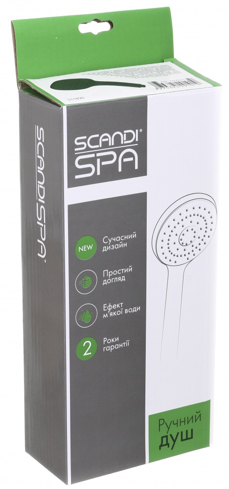 Ручной душ ScandiSPA 3 режима, переключатель-кнопка, квадратная форма черный