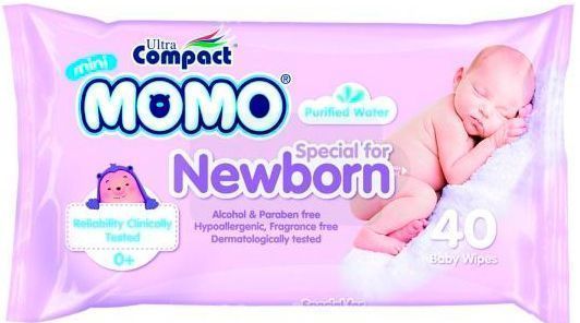 Дитячі вологі серветки Ultra Compact Момо для новорожденных 40 шт.