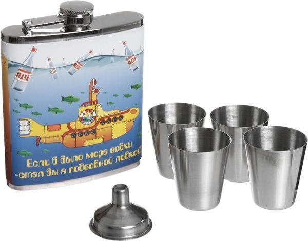 Подарочный набор Фляга, рюмки и воронка A134-4