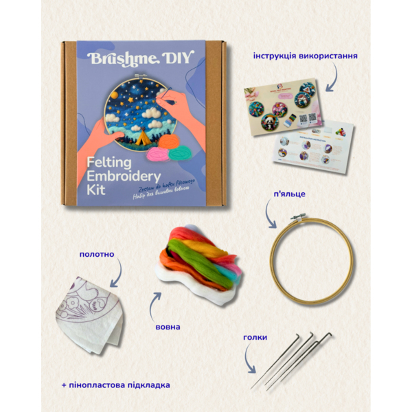 Набор для валяния картины из шерсти Звездная ночь Brushme