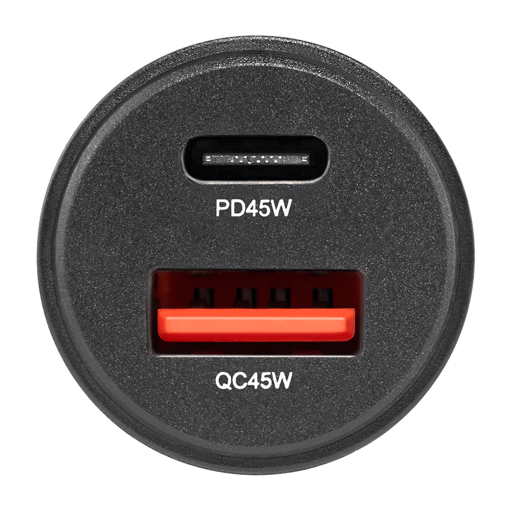 Автомобільний зарядний пристрій Brevia ePower DualCharge 45W 1xUSB-C+1xUSB-A, transparent black