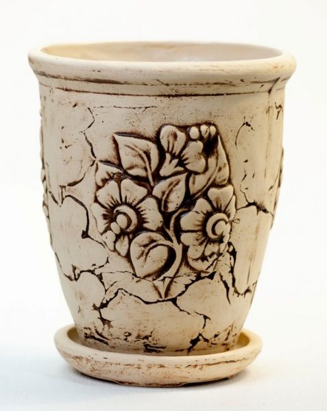 Горщик керамічний Квітка №1 круглий 5,5л бежевий 