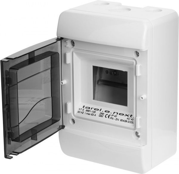 Щиток розподільчий 5-модульний однорядний  TAREL (NT) 1 ряд IP40 накладний 6661-105