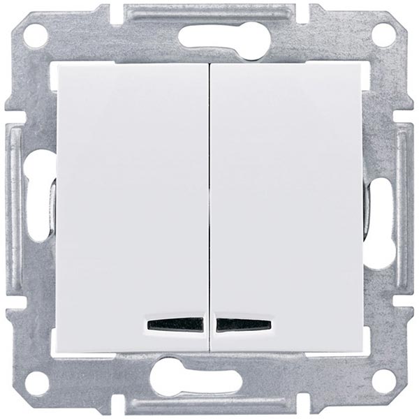 Вимикач двоклавішний Schneider Electric Sedna з підсвіткою 10 А 250В IP20 білий