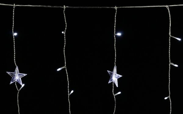 Электрогирлянда-штора внешняя встроенный светодиод (LED) 240 ламп 3,45м белая Сосульки и звезды 
