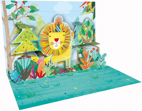 Открытка поздравительная POP-UP с 3D-рисунком всередине и с конвертом 