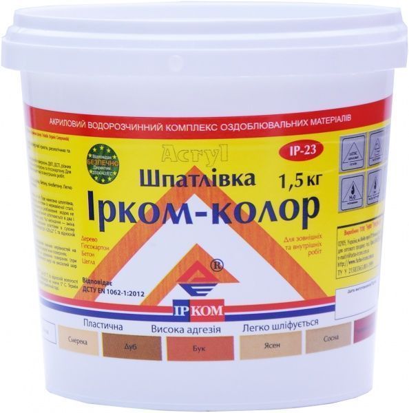 Шпаклевка для дерева ИP-23 Ircom Decor дуб 1500 г