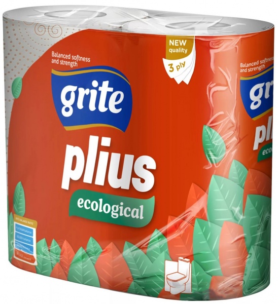 Туалетний папір туалетний папір Grite Plius Ecological тришаровий 4 шт.