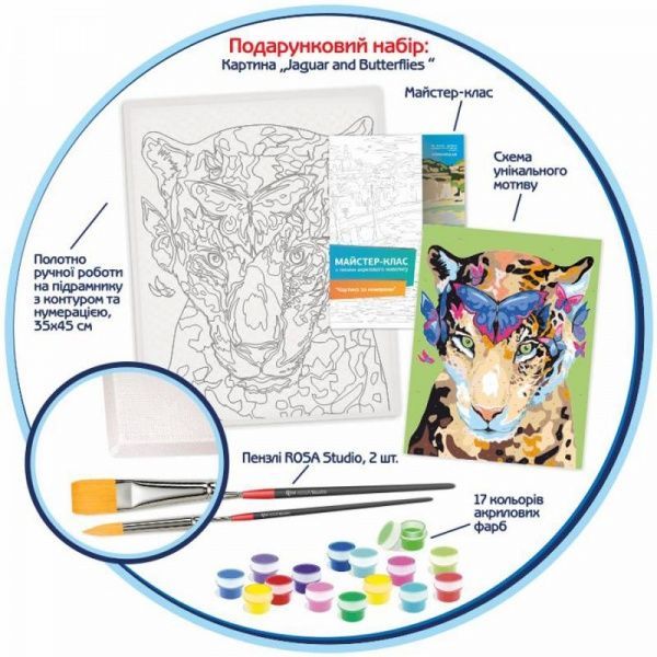 Картина за номерами Jaguar and butterflies Rosa Start 