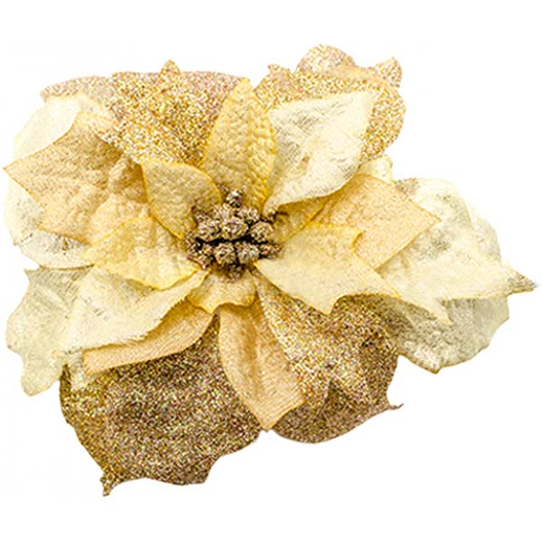 Прикраса новорічна Пуансетія HD14514 шампань 16 см