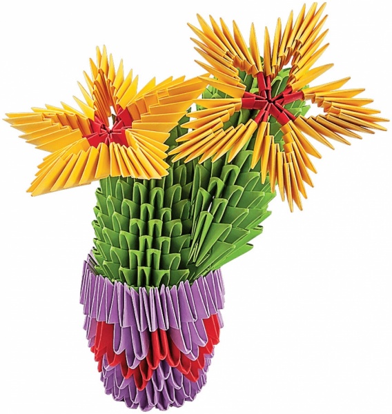 Модульное оригами «Кактус в горшке»