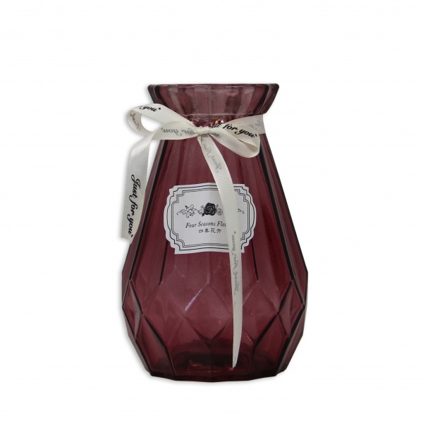 Ваза стеклянная Crystal Paula 18 см розовая 