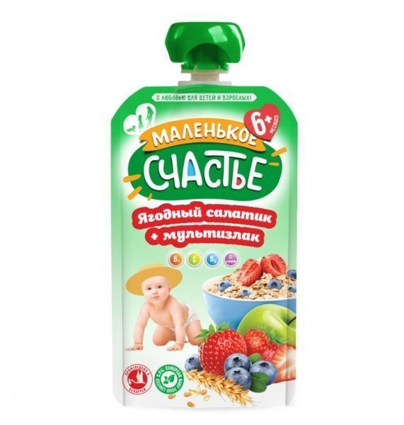 Пюре Маленькое счастье Ягодный салатик + мультизлак 110 г 4813163003551 